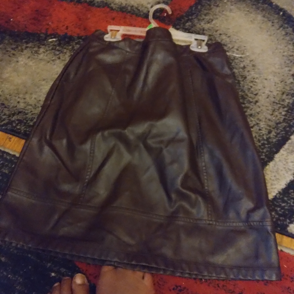 A brown leather skirt